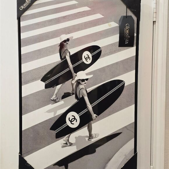 Glossista Ebellished Art CHANEL Surfboard Framed Wall Decor - Picture 3 of 7
